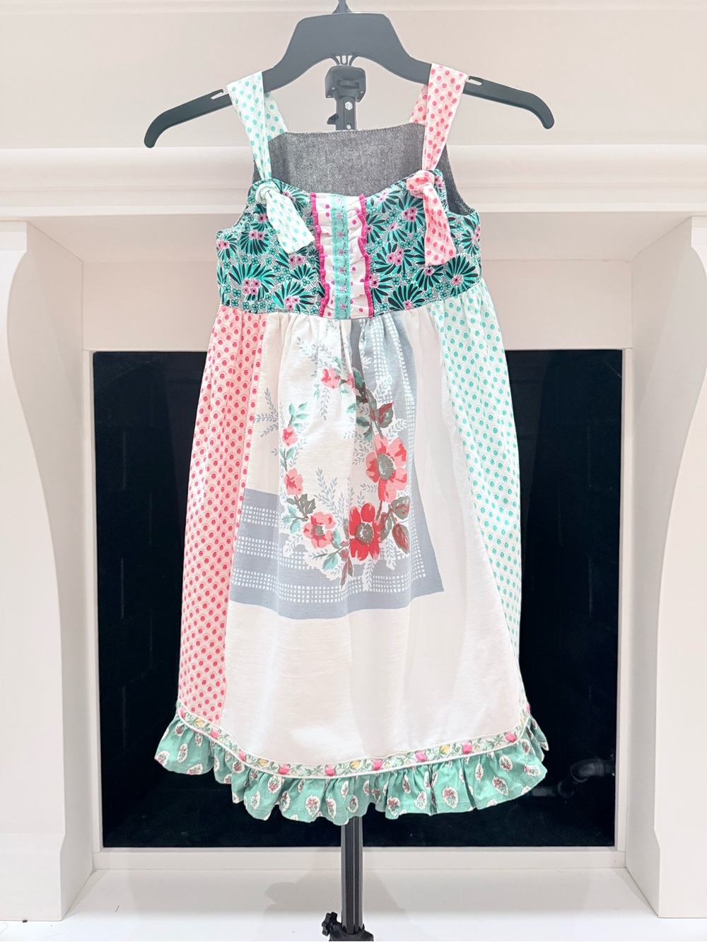 Darling! Floral Patchwork Sundress for Girls - Mint, Pink & White